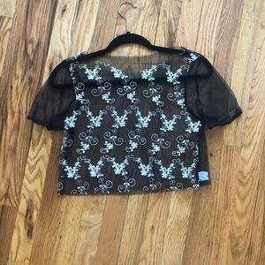 Sheer embroidered crop top